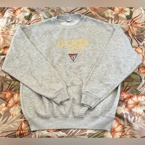 Guess Jeans Embroidered Vintage Pullover Crewneck Sweater Size Large Made In USA